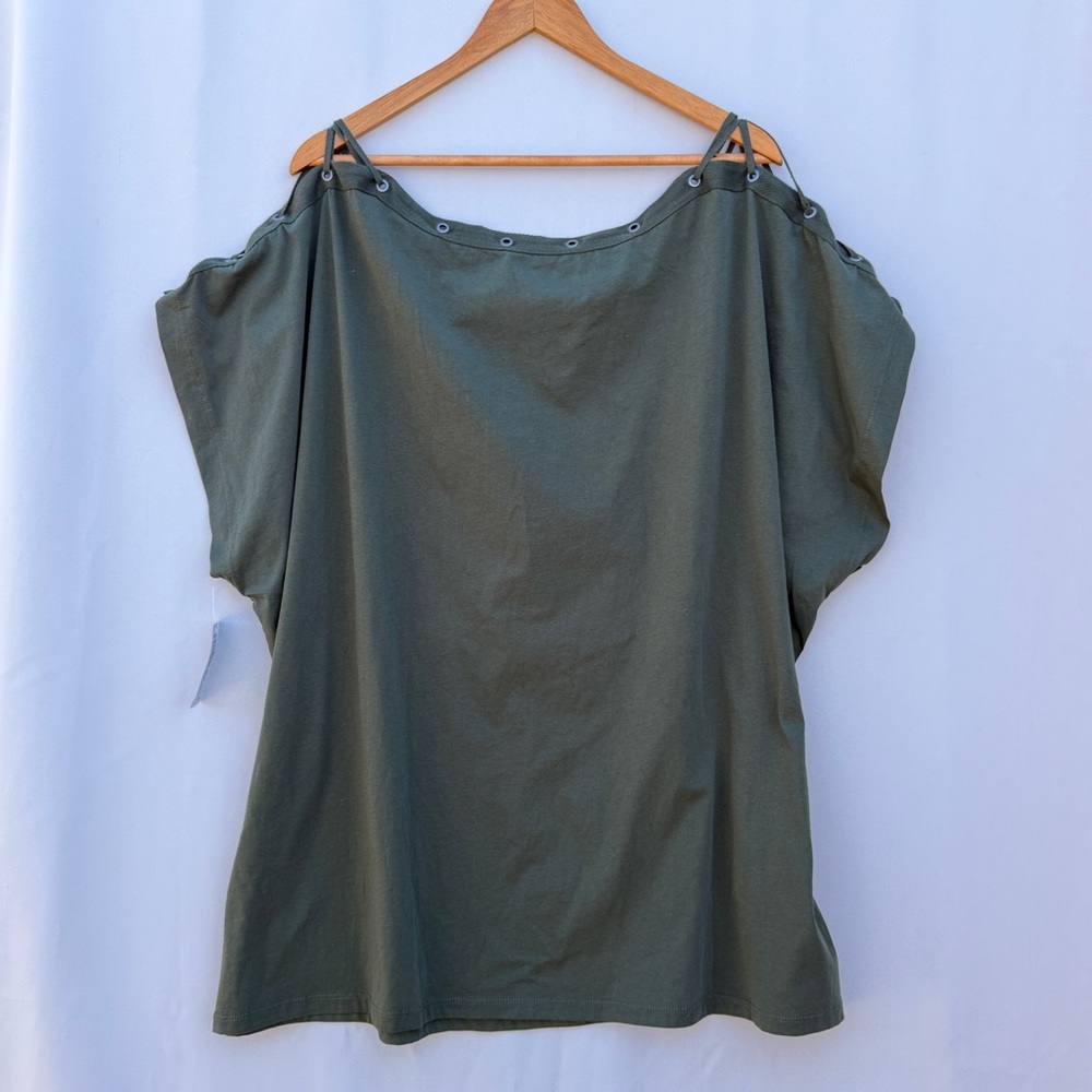 Torrid Heritage Jersey Lace-Up Dolman Top (Deep Depths) Size 4 - Picture 4 of 10